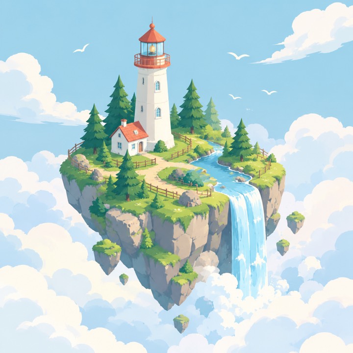 A small island in the sea, generated from a text prompt