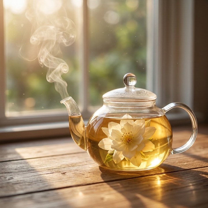 A glass teapot, generated from a text prompt